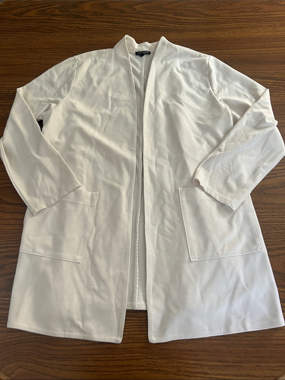 Eileen Fisher Flex Ponte Tencel Open Front Jacket Off White